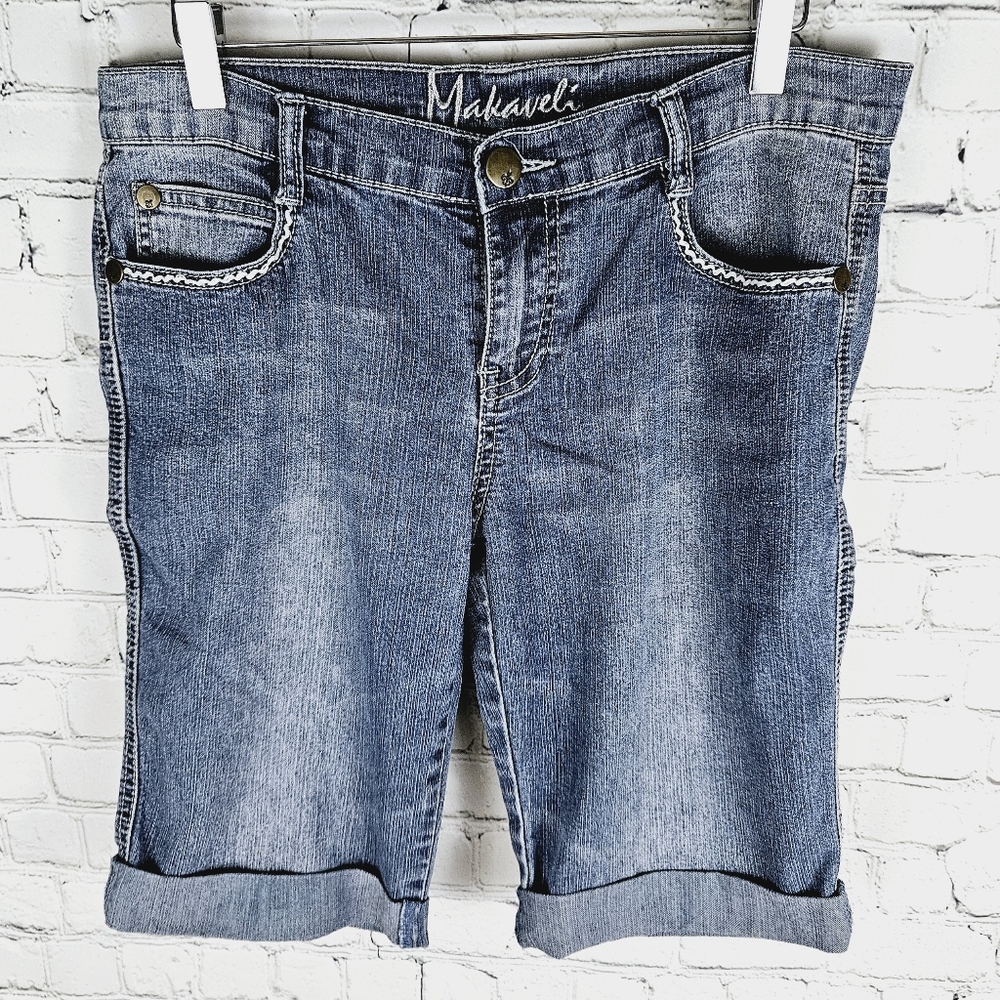 MAKAVELI | denim bermuda jean shorts